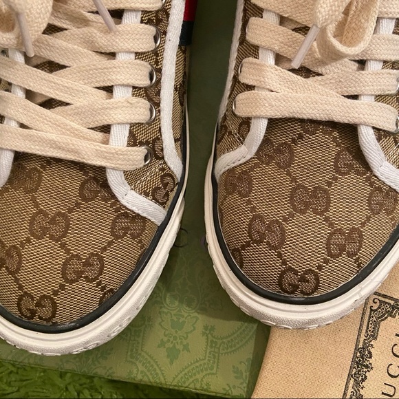 🟩🟥🟩 Gucci High-Top Tennis 77’ Shoes! WOW 🔥! Men sz 7.5 - Picture 3 of 14